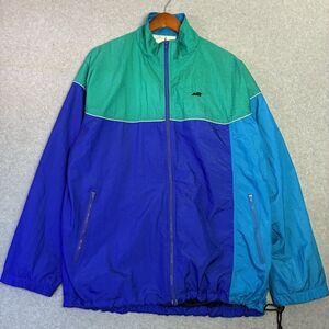 Men’s 2XL Vintage Avia Windbreaker Jacket Colorblock Blue Green 90s Retro Nylon